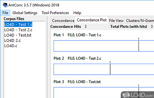 Batch process text documents using multiple tools - Screenshot of AntConc
