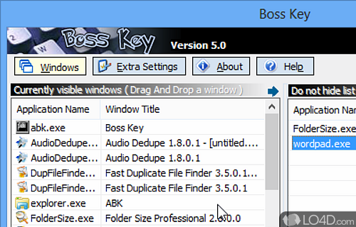 Screenshot of Anti Boss Key - Lets you hide windows with a single key stroke