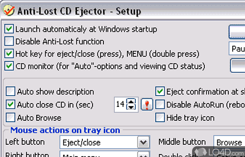 Screenshot of Anti-lost CD Ejector Lite - Usefull tool which ejects CD from CD-drive at Windows shutdown