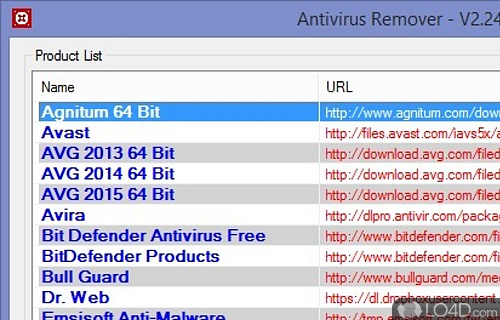 Screenshot of Antivirus Remover - Individual uninstalling tools for multiple antivirus software
