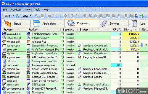 Screenshot of AnVir Task Manager - User interface