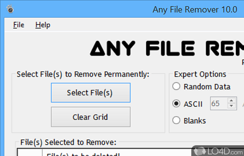 Screenshot of Any File Remover - Permanently remove files from computer so that they cannot be brought back