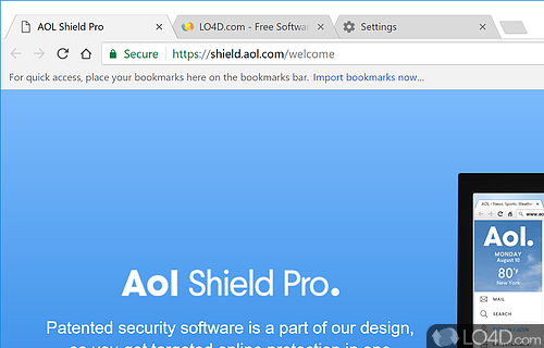 Shopping, banking, social media - Screenshot of AOL Shield Pro
