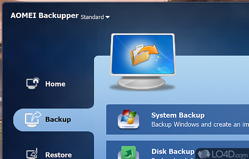 Backup and restore Windows - Screenshot of AOMEI Backupper