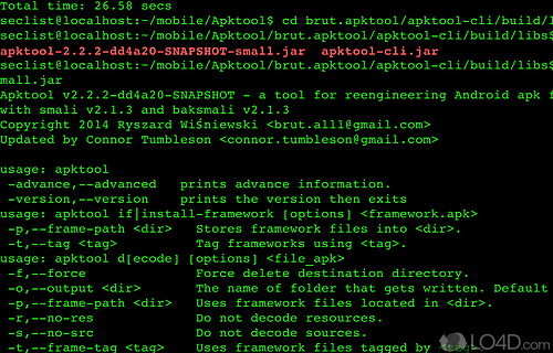 Screenshot of ApkTool - Reverse engineer Android APKs, whether they're third party, closed