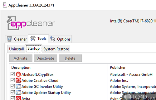 User interface - Screenshot of AppCleaner