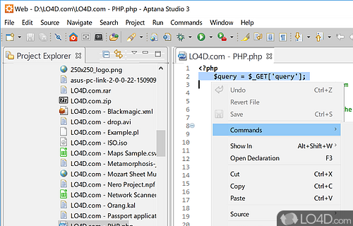 Modern IDE with terminal and debugger - Screenshot of Aptana Studio