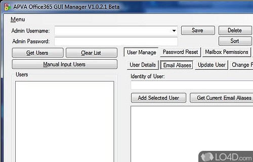 APVA Office 365 GUI Manager Screenshot