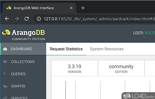 Database server that supports graphs and geo-algorithms, providing a console-based shell and a web interface for easy management - Screenshot of ArangoDB