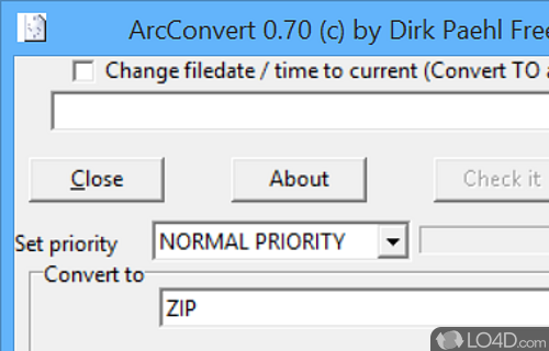 Tool which converts archives into different compression formats such as the popular ZIP - Screenshot of ArcConvert