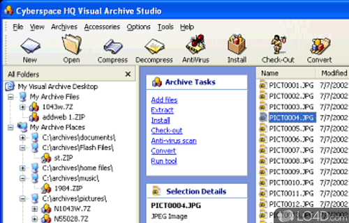Screenshot of Archive XP - User interface