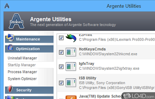 Diagnostic, tweak, repair and improve the computer - Screenshot of Argente Utilities