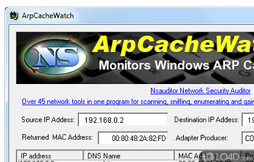 Screenshot of ArpCacheWatch - Hassle-free installer and user-friendly GUI