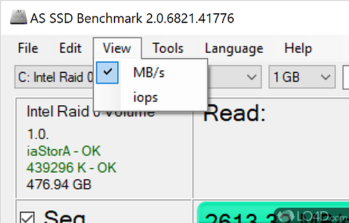 Multiple test cases available - Screenshot of AS SSD Benchmark