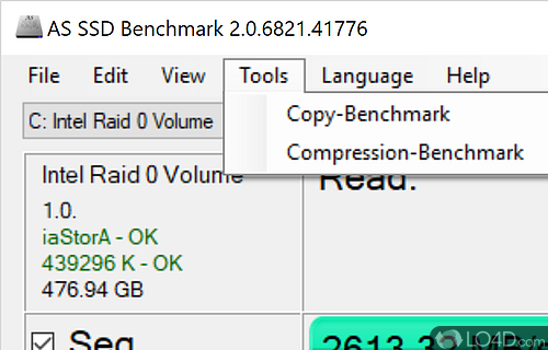 Neat read and write speed measuring tool - Screenshot of AS SSD Benchmark