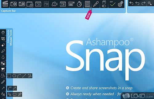 Screenshot of Ashampoo Snap - Defining your screen capturing area and the way you initiate the process