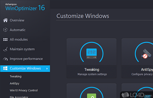 Tweaker and optimizer - Screenshot of Ashampoo WinOptimizer
