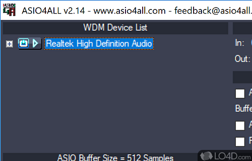 Utility for sound on a PC - Screenshot of ASIO4ALL