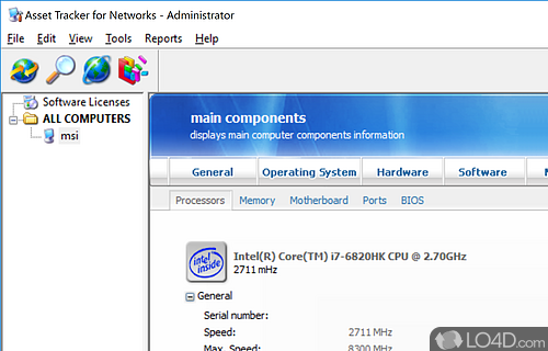 User interface - Screenshot of Asset Tracker for Networks