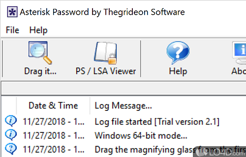 Screenshot of Asterisk Password Recovery - Reveal passwords hidden under asterisks by simply dragging a cross-hair icon over the corresponding field