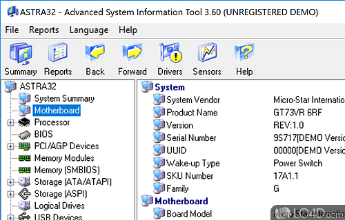 Fully analyze your system - Screenshot of ASTRA32 - Advanced System Information Tool