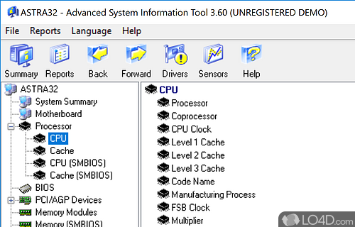 User interface - Screenshot of ASTRA32 - Advanced System Information Tool