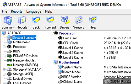 Check system health and see the configuration - Screenshot of ASTRA32 - Advanced System Information Tool