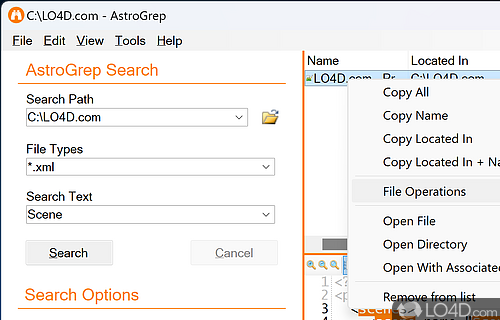User interface - Screenshot of AstroGrep