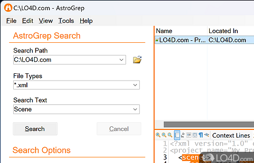 Advanced search for files - Screenshot of AstroGrep