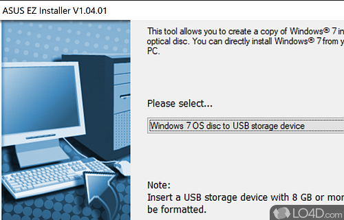Screenshot of ASUS EZ Installer - Create a Windows installation file that includes the USB 3