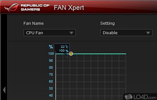 Screenshot of ASUS Fan Xpert - Control, diagnose and view statistics of motherboard and CPU