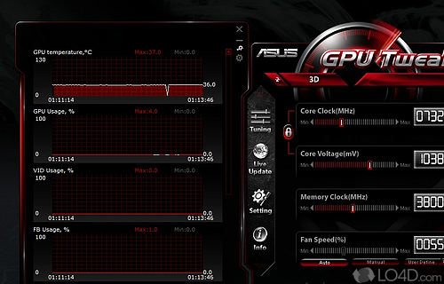 Screenshot of ASUS GPU Tweak - Hides a powerful set of tool with which enjoy the maximum performance out of video card