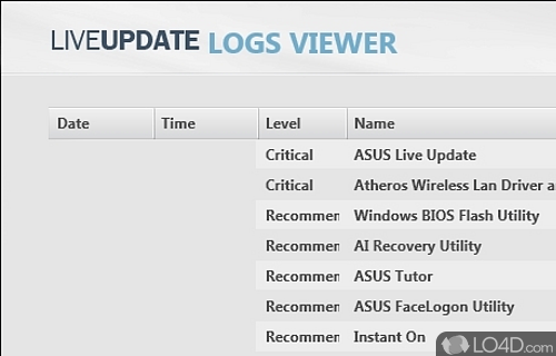 Screenshot of ASUS Live Update Utility - Automatically updates your ASUS BIOS, Drivers, and Applications