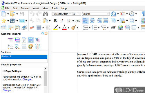 A small but efficient word processor - Screenshot of Atlantis Word Processor