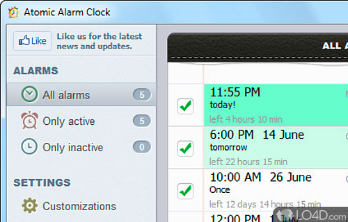 Screenshot of Atomic Alarm Clock - Unobtrusive running mode