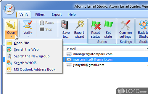 Screenshot of Atomic Mail Verifier - Fast email verifier that can help you look for invalid email addresses imported from various files by checking their syntax