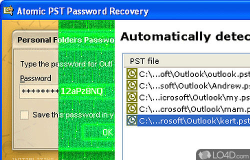 Screenshot of Atomic PST Password Recovery - Piece of software capable of retrieving all lost