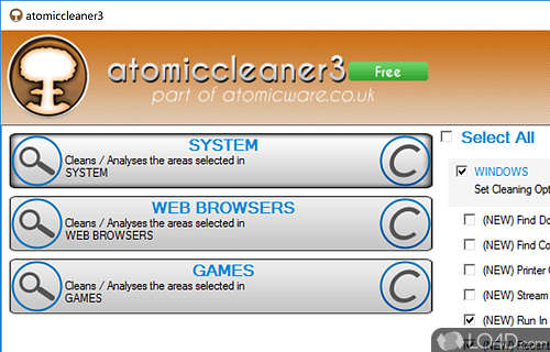 Novice-friendly application that can find and delete junk files - Screenshot of atomiccleaner3