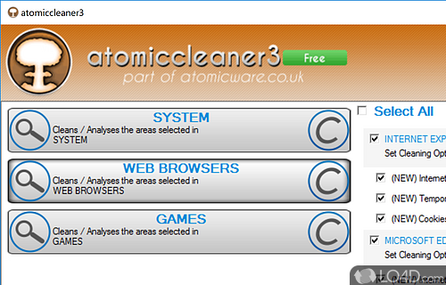 Intuitive program that features a rather disappointing user interface - Screenshot of atomiccleaner3