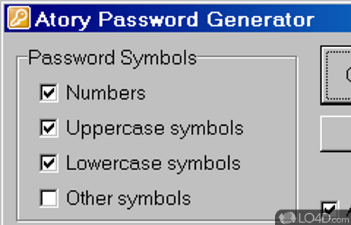Screenshot of Atory Password Generator - Generate random and secure passwords for various purposes, such as wireless network connections or email accounts