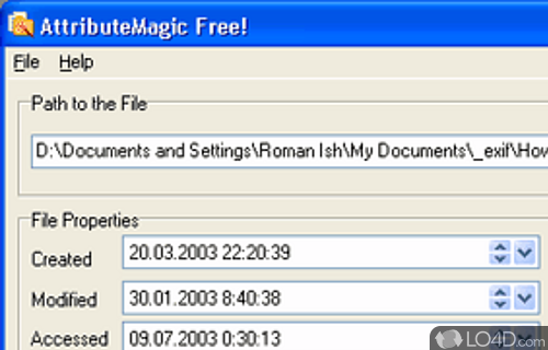 Screenshot of AttributeMagic Free! - Edit file and folder attributes, timestamps and names, along with file extensions using this app with basic options