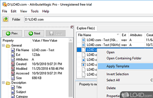 User interface - Screenshot of AttributeMagic Pro