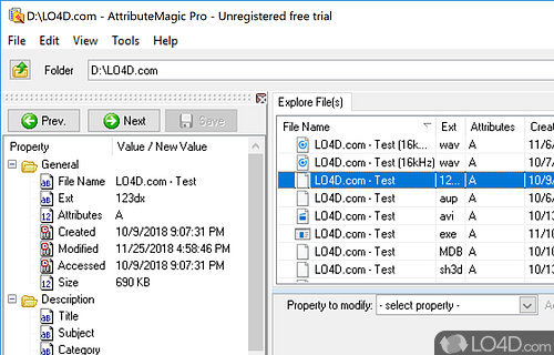 Change file-folder date-time, attributes, JPEG-EXIF, MSOffice time stamps - Screenshot of AttributeMagic Pro