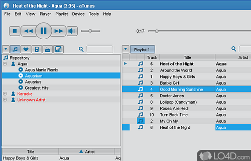 Fun piece of software that can listen to songs, while also allowing you to manage music collection - Screenshot of aTunes