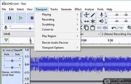 Extensions you can use and simple editing options - Screenshot of Audacity