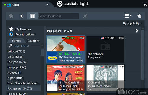 Multimedia center to listen radio and more - Screenshot of Audials Light