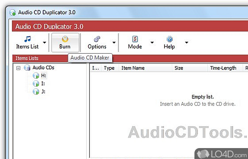 Screenshot of Audio CD Duplicator - User interface