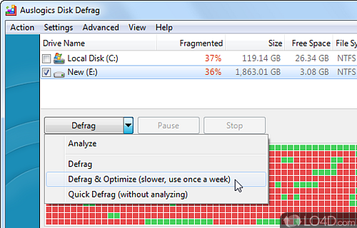 Screenshot of Auslogics Disk Defrag Portable - Fast, efficient free defrag tool you can take anywhere
