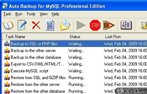 Screenshot of Auto Backup for MySQL Professional - User interface