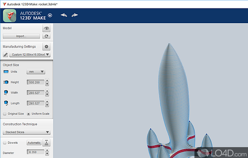 Compact app that comes bundled with construction techniques (e - Screenshot of Autodesk 123D Make